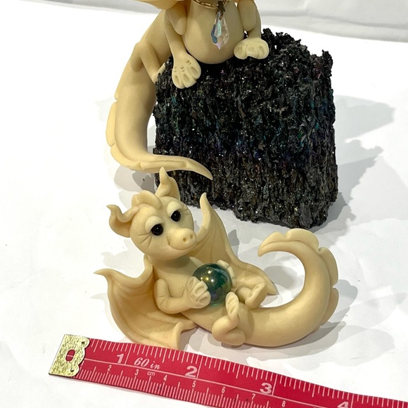 Set of 2 Polymer Clay Dragons, handmade collectible figurines - Picture 6 of 11